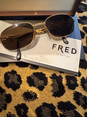 FRED Gold Frame Sunglasses with Brown Lenses